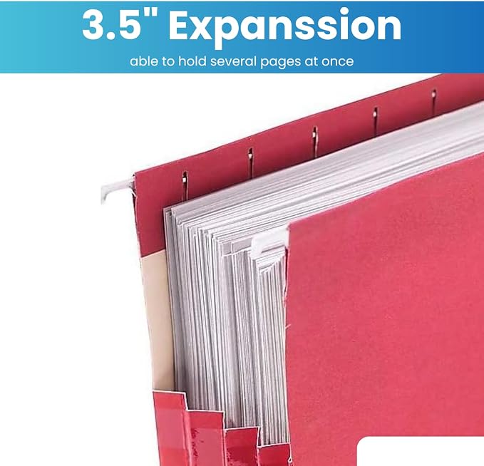 1InTheOffice Expanding Hanging File Folders 3.5" Expansion, Letter Size, Assorted, 4 Pack