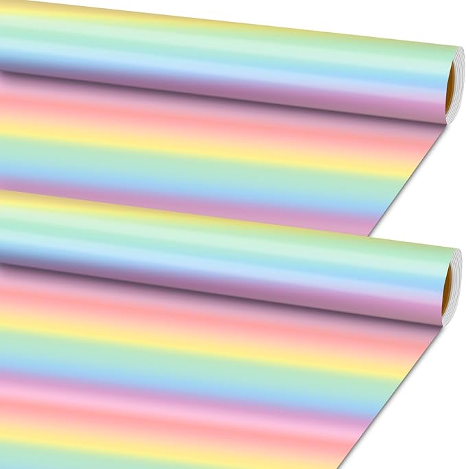 Ctosree 2 Roll Gradient Rainbow Bulletin Board Paper 4x12ft/1.2x3.6m Non Woven Bulletin Background Wallpaper Fade Resistant Board Roll Decoration for Arts Crafts Office School Classroom