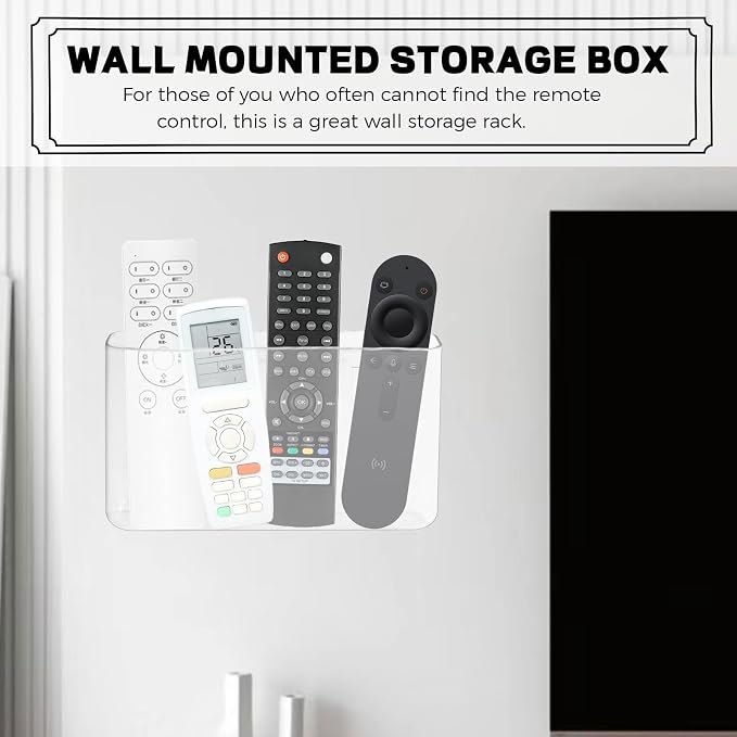 LELE LIFE 2Pcs Remote Control Holder Wall Mount, Adhesive Clear Acrylic Remote Holder Magazine File Bill Postcard Letter Mail Organizer Pocket for Office Home Storage, Large, LJ-236