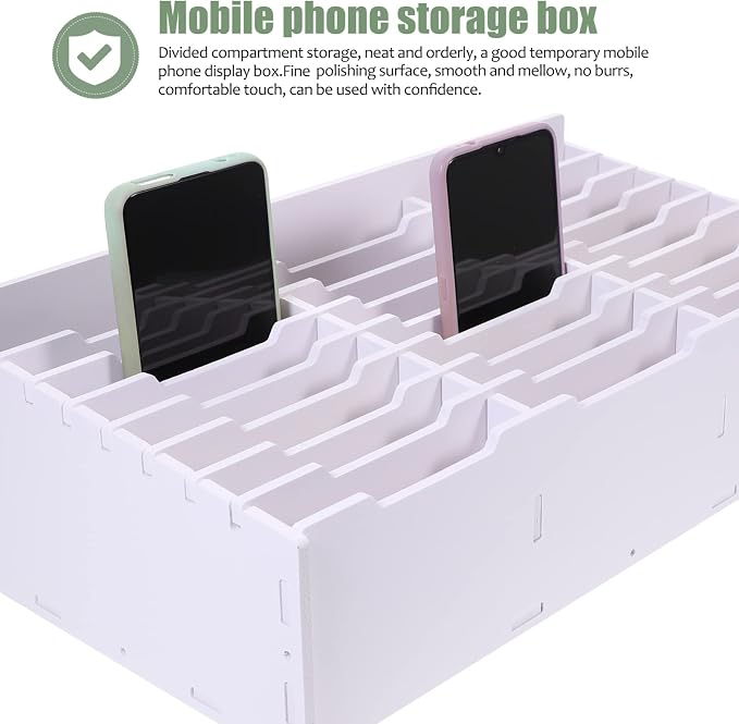 Angoily Multi-Grid Phone Storage Box 24 Slots Classroom Cell Phone Holder Desk Organizer for School Office Mobile Repair and Desktop Organization