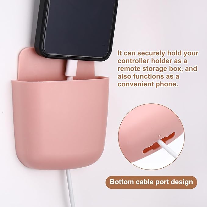 PATIKIL 2Pcs Remote Control Holder Wall Mount, Self-Adhesive TV Air Conditioner Control Holder Phone Charging Organizer Slot for Home Office Bedroom Supply Pen Organizer, Wine Red