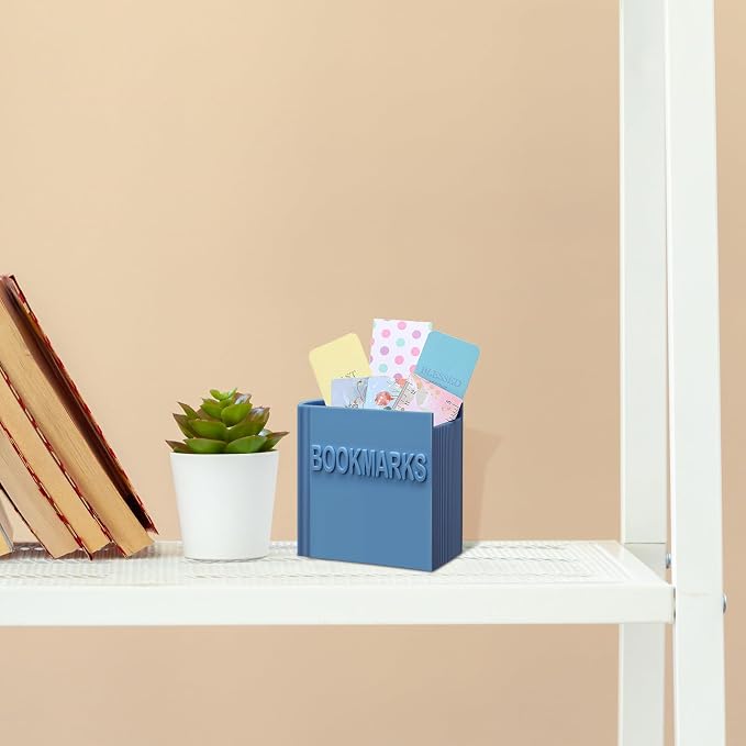 Honeydak 3D Printed Book Shaped Bookmark Holder Book Lover Gift Bookish Accessory Office Desk Supplies Funny Bookmark Accessories End of Year Gift for Teacher(Blue Gray)