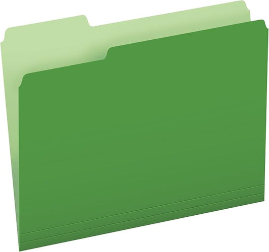 Pendaflex Colored File Folders, 100 Pack, Letter Size (8.5" x 11"), Durable Green Folders, 3 Tabs for Easy Labeling, Colorful School, Office & Home Document Organization