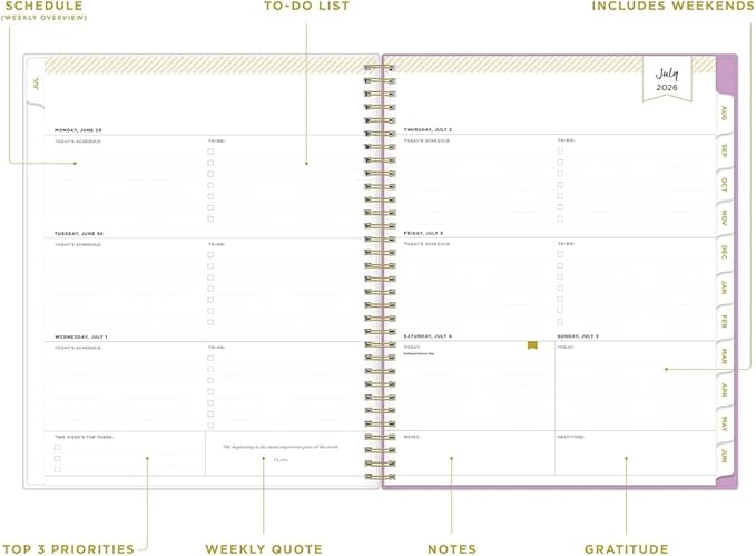 2026-2027 Blue Sky Day Designer Kerridge Lilac 8" x 11" Academic Year Weekly & Monthly Planner, Plastic Cover (158165)