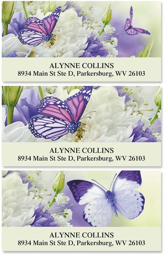 Colorful Images Butterfly Return Address Mailing Labels, Personalize with Name & Addresses, Set of Self Adhesive, Easy Peel Flat Label Sheets (Butterfly-Large)
