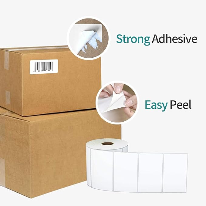 4"x2" 3-Proof Direct Thermal Barcode Shipping Labels for Zebra LP2844 GK420D GK420T ZD421 ZD420, 12 Rolls 9000 Pcs 2x4 Strong Adhesive Return Address Label Used with Rollo MUNBYN Arkscan