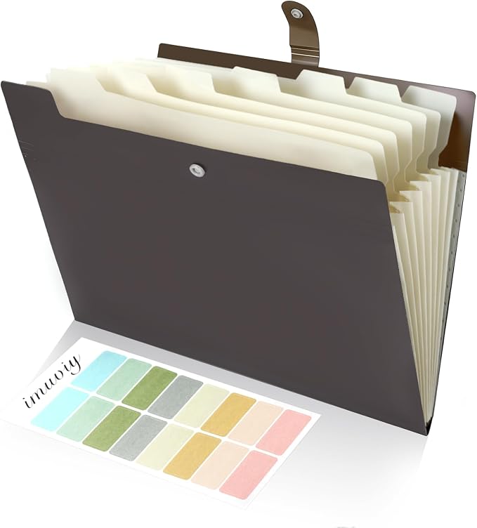Expanding Organizer File Folder, Letter Size Expandable 8 Pockets Expanding Organizer Accordion File Folders with Labels A4 Paper Document Organizer for Home School Office Supplies