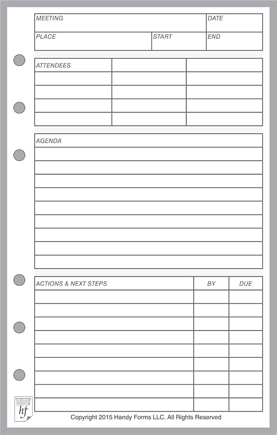 Personal-Wide Sized Meeting Manager, Sized and Punched for Personal-Wide Notebooks (4.75" x 6.75")