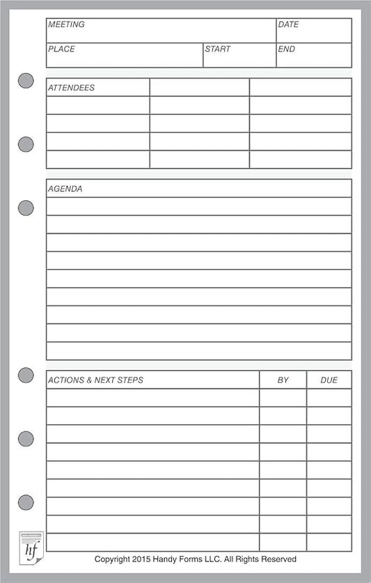 Personal-Wide Sized Meeting Manager, Sized and Punched for Personal-Wide Notebooks (4.75" x 6.75")