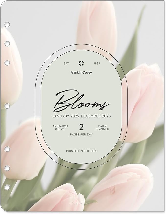 FranklinCovey - Blooms Planner Refill | Two Pages Per Day Ring-Bound (Monarch, Jan 2026 - Dec 2026)
