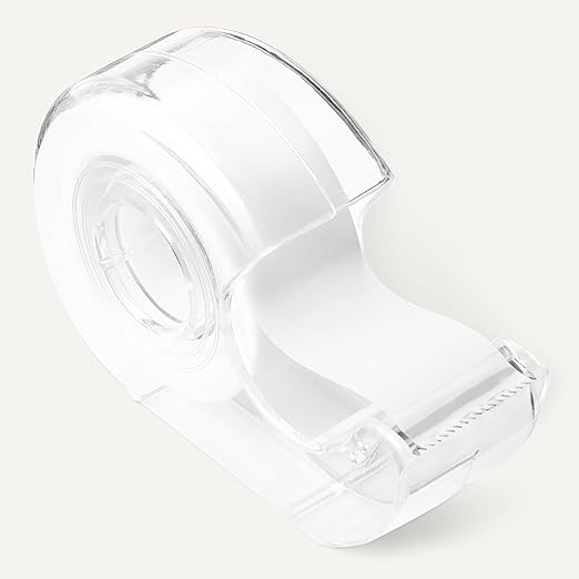 Amazon Basics Matte Finish Invisible Tape with Dispenser, 3/4" x 300" (8.33 Yards), Transparent, 3-Pack