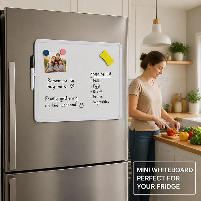 MXG Small White Board Dry Erase, 12x16 Inch Portable Double Sided Whiteboard for Wall, Fridge, Desk, Mini Dry Erase Board with Magnets, Marker & Eraser, for Office, Home, School & Memo Board