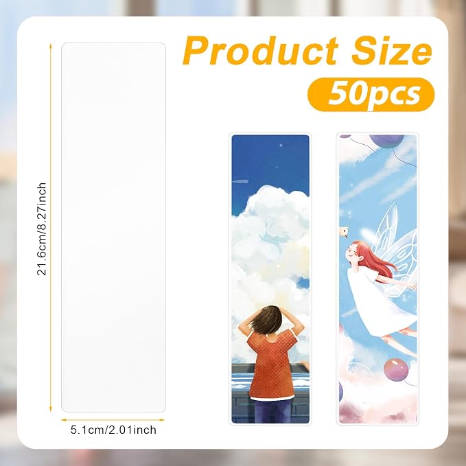 50pcs Bookmark Laminating Pouches, 8.27x2in Hot Laminating Pouches 4.9 Mils Clear Bookmark Sleeves Plastic Thermal Laminating Pockets for Book Lovers Nature Lovers