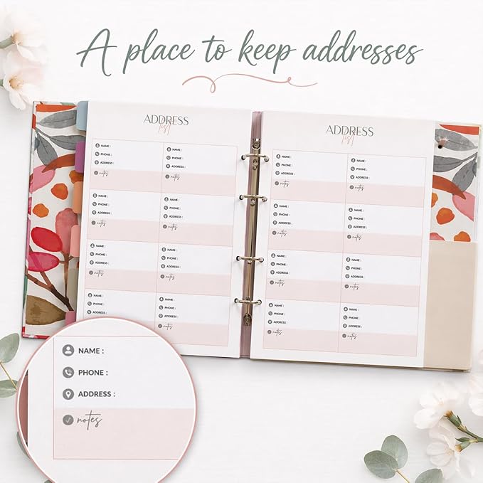 Paper 'n Such Greeting Card Organizer with 27 Pockets - Hardcover - Floral Birthday Book - Perpetual Calendar and Dates to Remember - Christmas, Holidays, Anniversary Reminders - Card Keeper