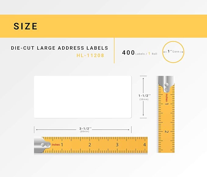 HOUSELABELS Compatible with DK-1208 Replacement Roll for Brother QL Label Printers; 400 Address Labels; 1-1/2" x 3-1/2" (38mm*90mm) - 100 Rolls