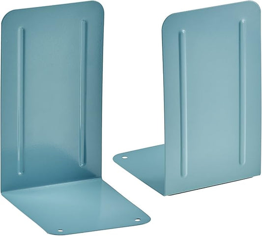 Acrimet Bookends for Shelves, Non-Skid Book Holder, Heavy Duty Book Stopper, Steel Metal Book Ends Storage for Home, Library, 6 7/8" H x 4" W x 4 1/2" D (Green) (1 Pair / 2 Pieces)