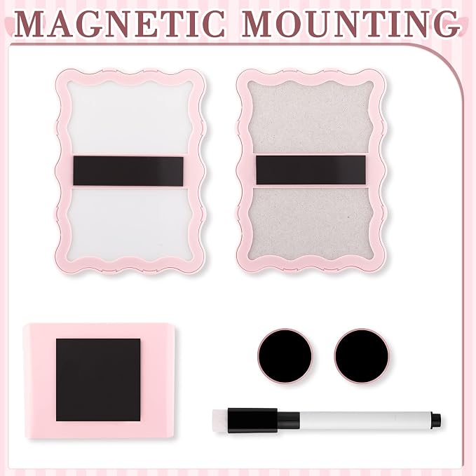 Jingmore Scalloped Magnetic Locker Accessories Kit Pink Back to School Essentials 6 Pieces Includes Whiteboard Mirror and Organizing Supplies Cute Locker Organizer Decoration for School