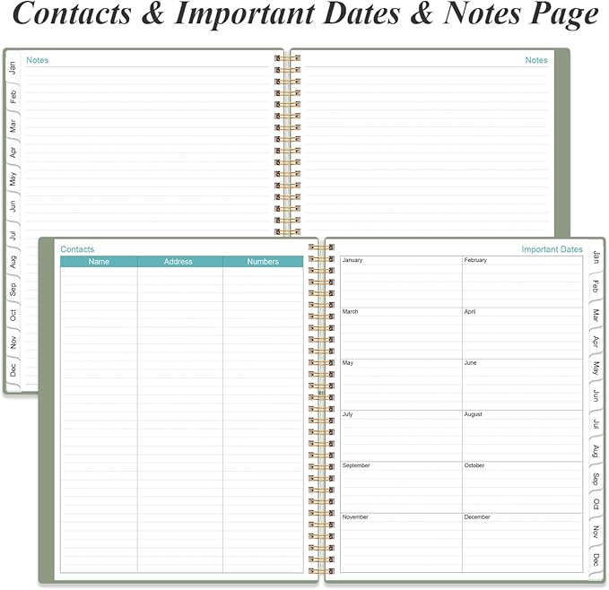 Daily Planner 2026 Full Page Per Day- 2026 Daily & Monthly Planner from January 2026 to December 2026, Day Planner 2026 with 12 Months Tabs, 8.5" x 11", Green