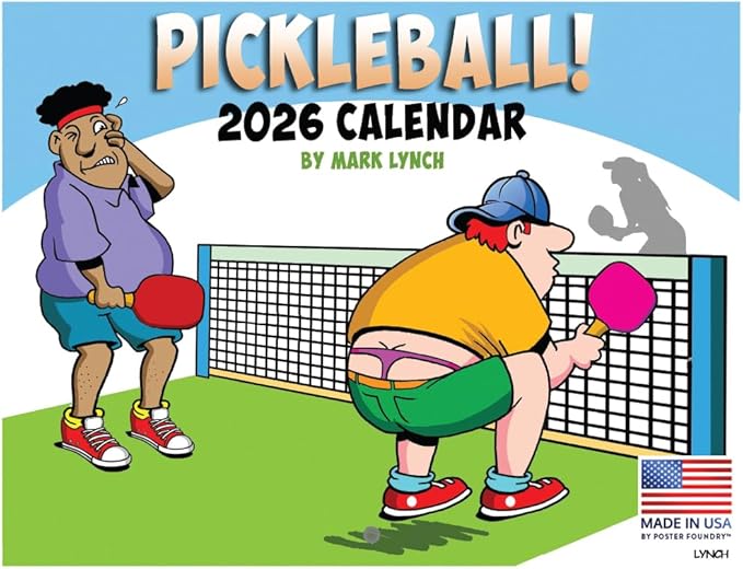 Mark Lynch Pickleball Calendar 2026 Monthly Wall Calender 12 Month | American Made In The USA