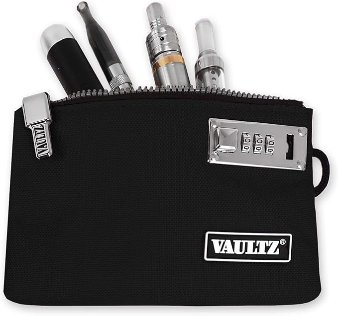 Vaultz Money Bag with Lock - 5 x 8 Inches, Men & Women's Locking Accessories Pouch for Cash, Bank Deposits, Wallet, Medicine, Phone and Credit Cards - Black