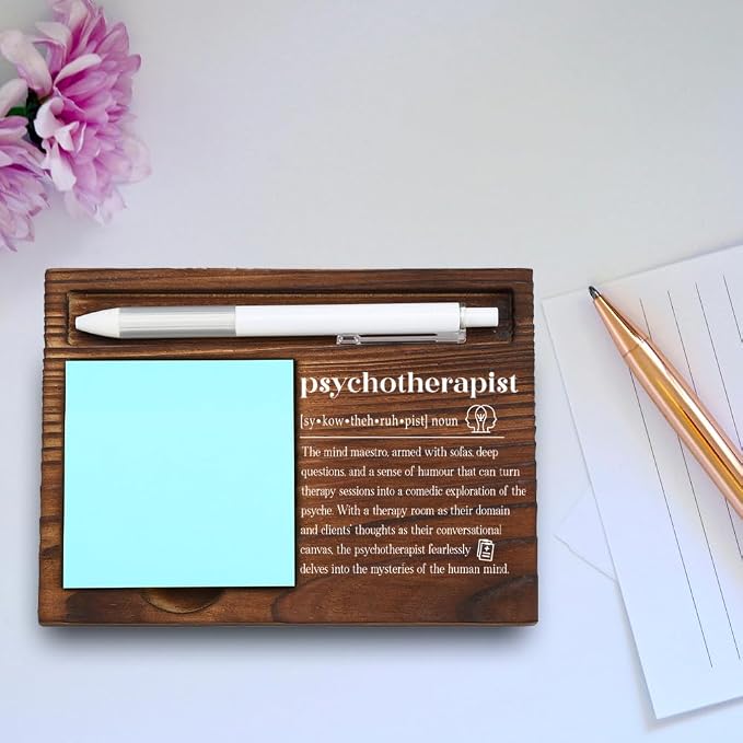 Wooden Sticky Note Holder for Psychotherapists, Inspirational Office Desk Organizer, Therapist Gift, 16.5 x 12 x 1.5 cm,LQQ22