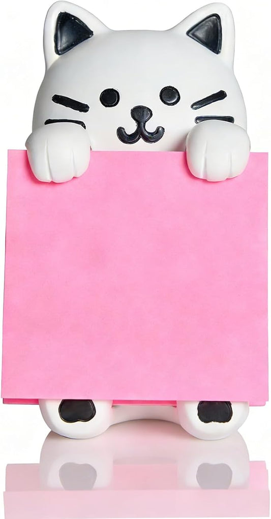 Cat Pop-Up Sticky Note Dispenser with 100 Sheets 3 x 3 Inch Notes, Handmade Resin Cat Desk Decor for Office, Home & Classroom, Gift for Teachers & Coworkers