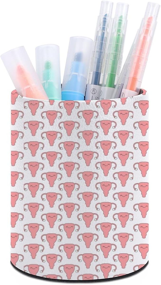 Uterus Pink Desk Pen Holder Desktop Pencil Cup Storage Supplies Organizers for Office Home Decor