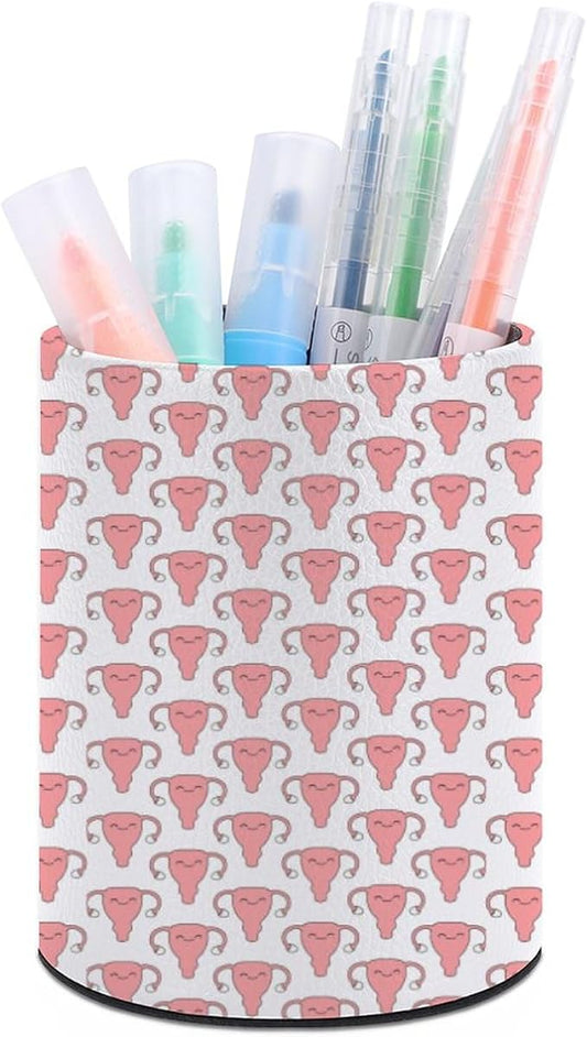 Uterus Pink Desk Pen Holder Desktop Pencil Cup Storage Supplies Organizers for Office Home Decor