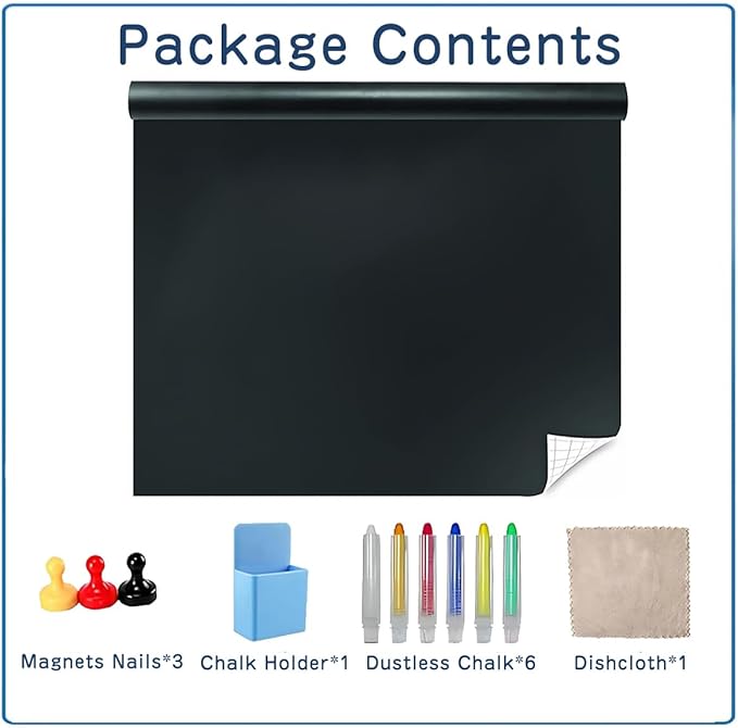Magnetic Chalkboard Wallpaper Stick and Peel, 18" x 24"Chalk Board Contact Paper with Adhesive on Wall for School, Office, Kitchen Fridge, Drawing