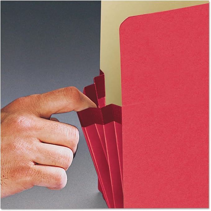 Smead File Pocket, Straight-Cut Tab, 1-3/4" Expansion, Letter Size, Red, 50 per Box (73221)