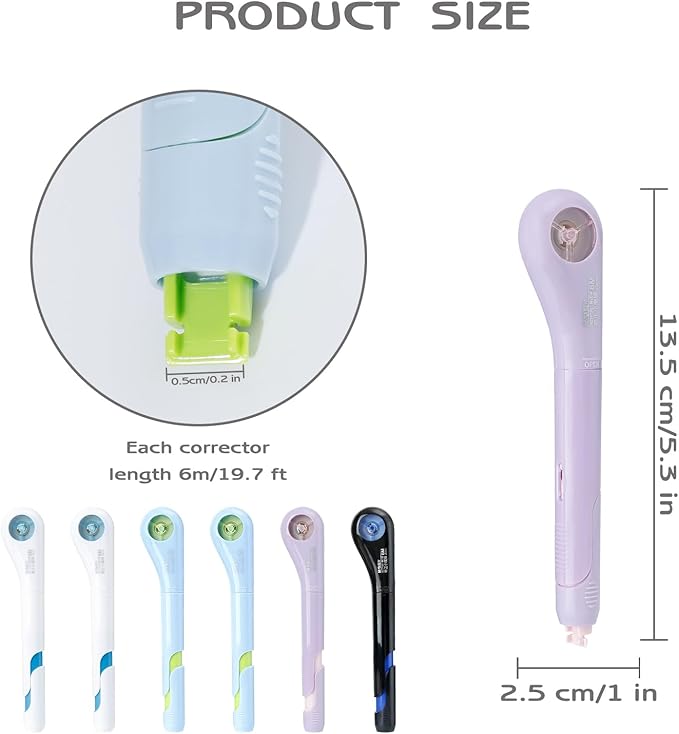 M&G 6Pcs White Correction Tape Pens, 19.7Ft Retractable Pen Shaped Smooth Pull Out Tape Pen for Instant Correction, Tear-Resistant Portable Applicator Easy to Use for School Office Supplies (6M Each)