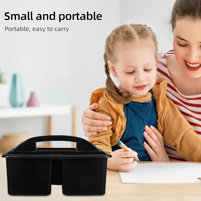 NUOBESTY 3-Compartment Plastic Caddy Organizer with Handle for Classroom Art Supplies and Kids Craft Storage