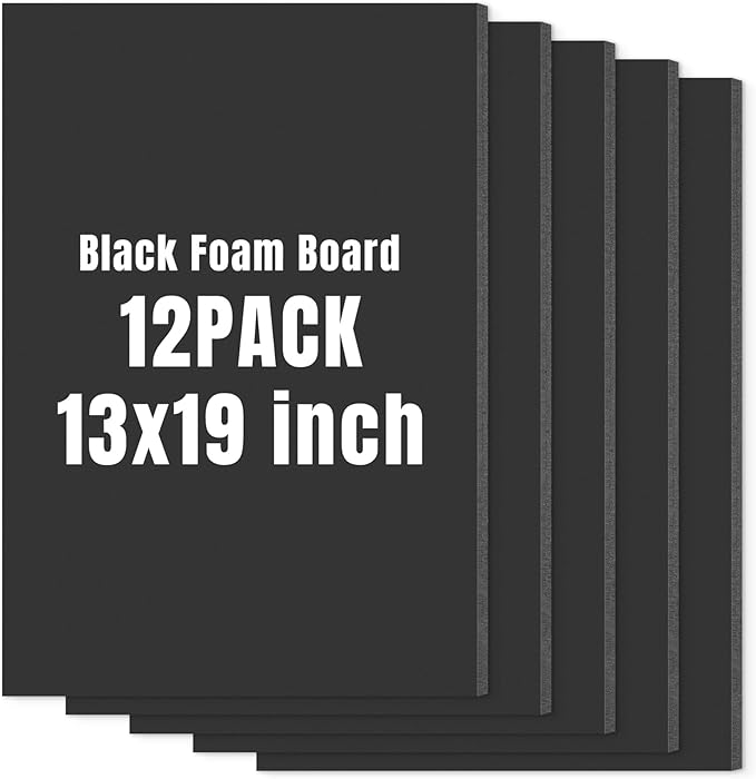 Golden State Art Foam Board 13x19-12 Pack - 1/8" Thick Black Poster Board Acid Free Foamboard for Paintings Prints, Art, Display, Crafts, Presentation and Projects