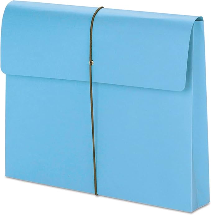 Smead Colored Expanding File Wallet with Flap and Cord Closure, 2" Expansion, Letter Size, Blue, 10 per Box (77203)