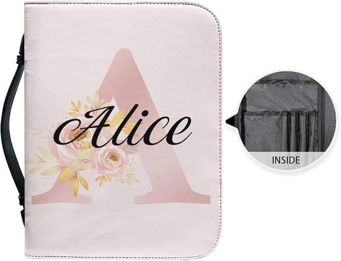 Personalized Bible Cover with Name, Custom Bible Cover Case for Women, Large Capacity Scripture Bag with Handle