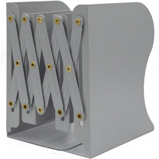 Adjustable Metal Bookends Heavy Duty for Shelves, 2 Dividers, Anti-Slip Design Expandable Book Ends for Desk, Office(Gray, 19 inches Max)