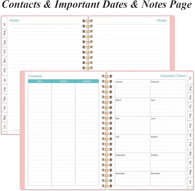 2026-2027 Planner - Planner 2026-2027 from July 2026 - June 2027, Weekly & Monthly Planner Spiral Bound with 12 Monthly Tabs, Inner Pocket, 6.4" x 8.5", Pink-A