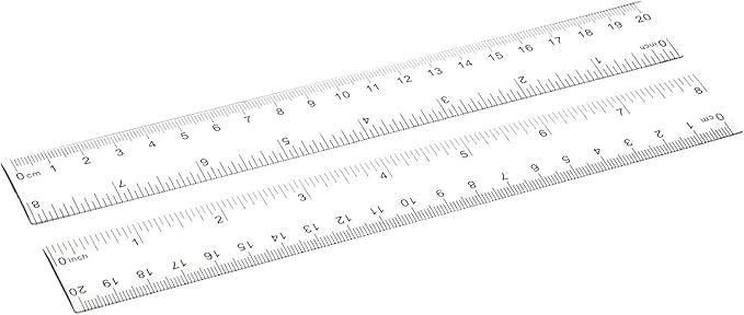 EBOOT 2 Packs Clear Plastic Rulers, Straight Shatterproof Transparent Rulers, Measuring Tools with Inch and Centimeter Accuracy for School Class Office Crafts Mathematics Art Clothing(8 Inch)