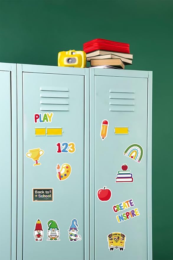 60 Pieces Back to School Cutouts Bulletin Board Decoration, First Day of School Cutouts Colorful Apple School Bus Cardboard Craft Gnomes Cut-Outs for School Classroom Kindergarten Party Supplies