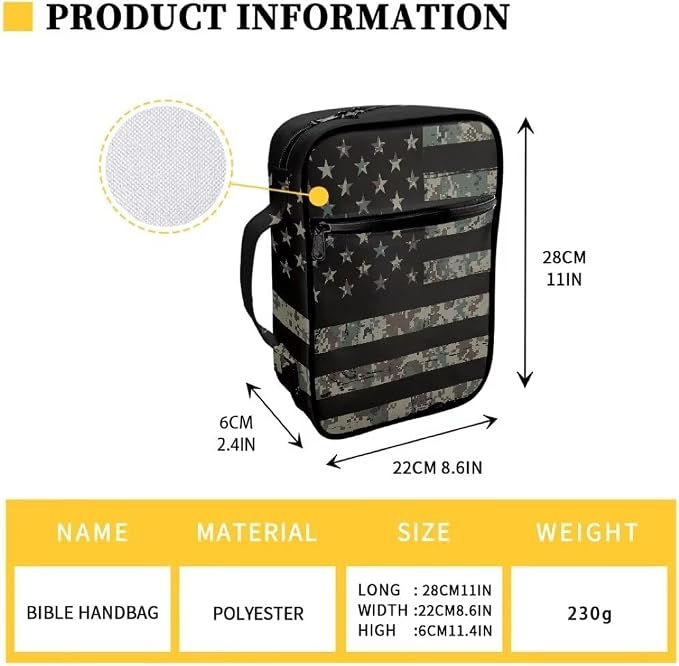 Catinaar American Flag Camo Bible Bag for Boys, Men & Kids - Bible Carrying Case Holder for Girls & Women