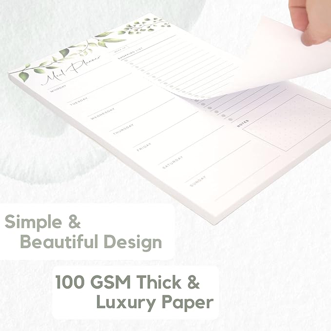 Magnetic Meal Planning Pad for Fridge 52 Undated Tear-off Sheets, 6x9 Inch Meal Planning Notepad for Meal Planner & Grocery List with Magnet, Weekly Meal Planner with Tear Off Shopping List