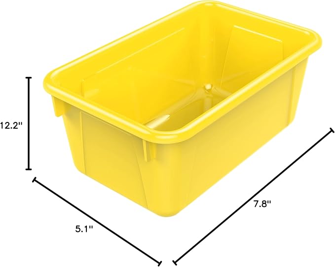 Storex Small Cubby Bins – Plastic Storage Containers for Classroom, 12.2 x 7.8 x 5.1 inches, Class Yellow, 5-Pack (62418A05C)