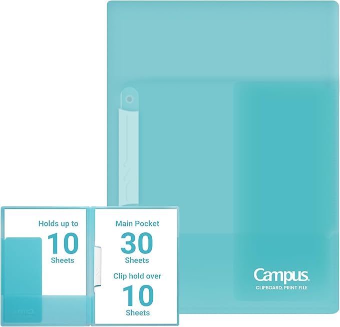 Kokuyo Portfolio Folder with Pockets Folder for Paper Organization,Heavy Duty Pocket Fits US Letter & A4，Dual-Purpose Clip & Pocket Design (FU-CE755LB)
