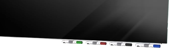 Aria 2'H x 3'W Magnetic Low Profile 1/4" Glass Whiteboard Horizontal - Black - 4 Rare Earth Magnets, 4 Markers and Eraser