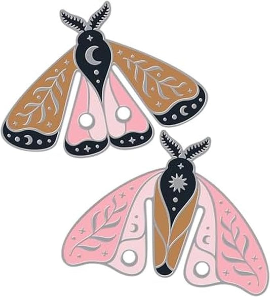 Genuine Fred Moth Marks Metal Bookmarks, Set of 2 Steel Moth-Shaped Page Markers, Lightweight, Modern Design, Celestial Details