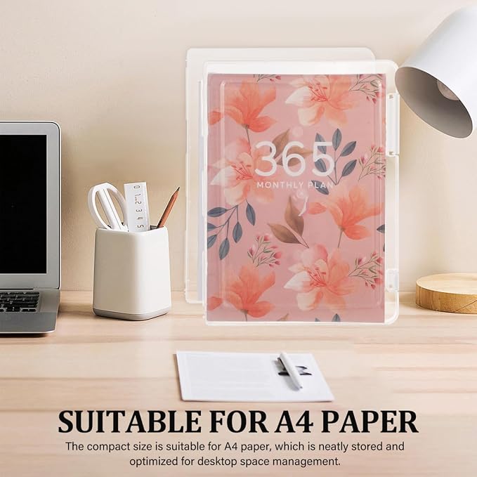 Veemoon 6 Pcs Document Holder A4 Clear File Storage Box, Transparent Plastic Organizer Lid, Office School Home Paperwork Desk Management