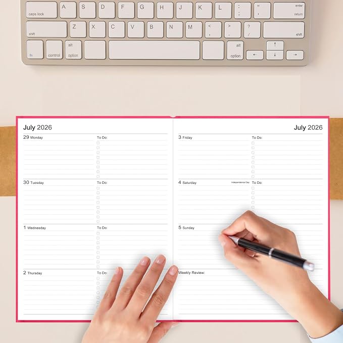 Planner 2026-2027 - 8.5'' × 11'' Weekly & Monthly Planner from July 2026 to June 2027, Large Planners 2026-2027 with Pefect Organizer, Fabric Cover, Inner Pocket, Pink