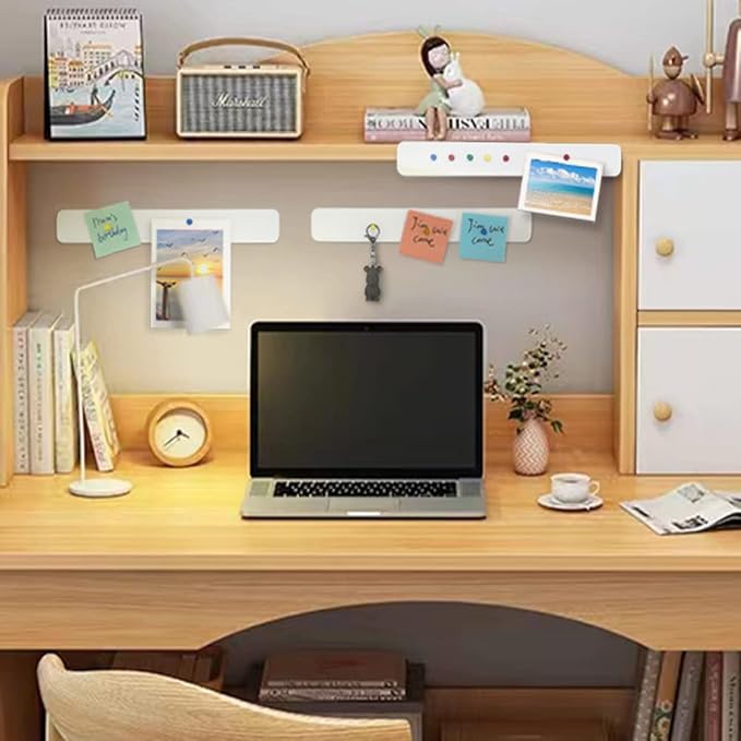 Felt Bulletin Board Bar Strip 0.5 Inch Thick Self-Adhesive Pin Board Bar 13 Inch in Length with 50 Pushpins, 8 White Bars
