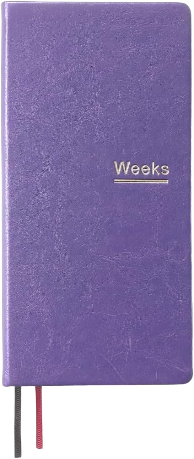 A6 Weekly Planner Undated Weeks Portable Size Organizer Appointment PU Leather Journal Pocket Notebook (Purple)