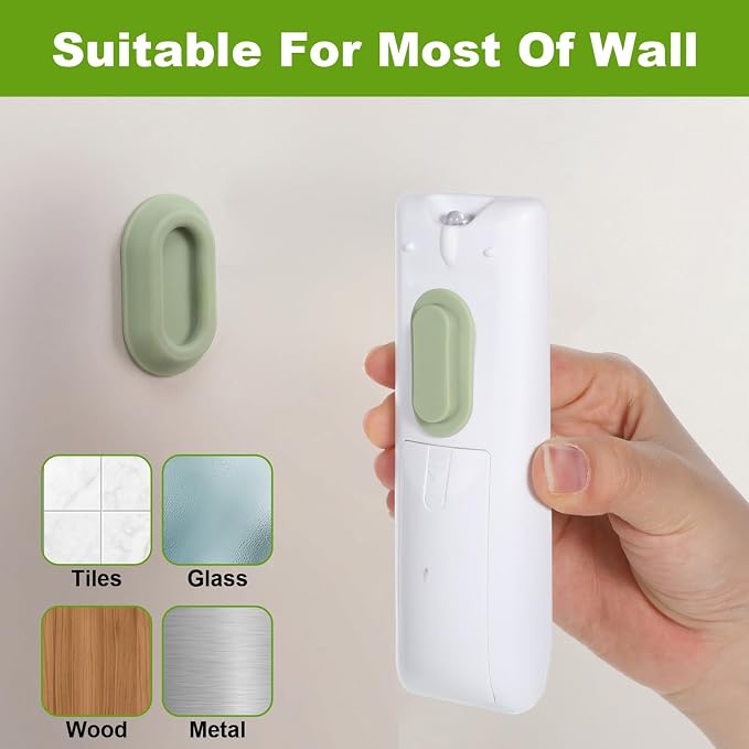 4 Pcs Remote Control Holder, Self-Adhesive Remote Control Organizer for TV, Fan & Air Conditioner Remotes (White, Pink, Black, Green, 1.69 x 1.02 x 0.39 In)